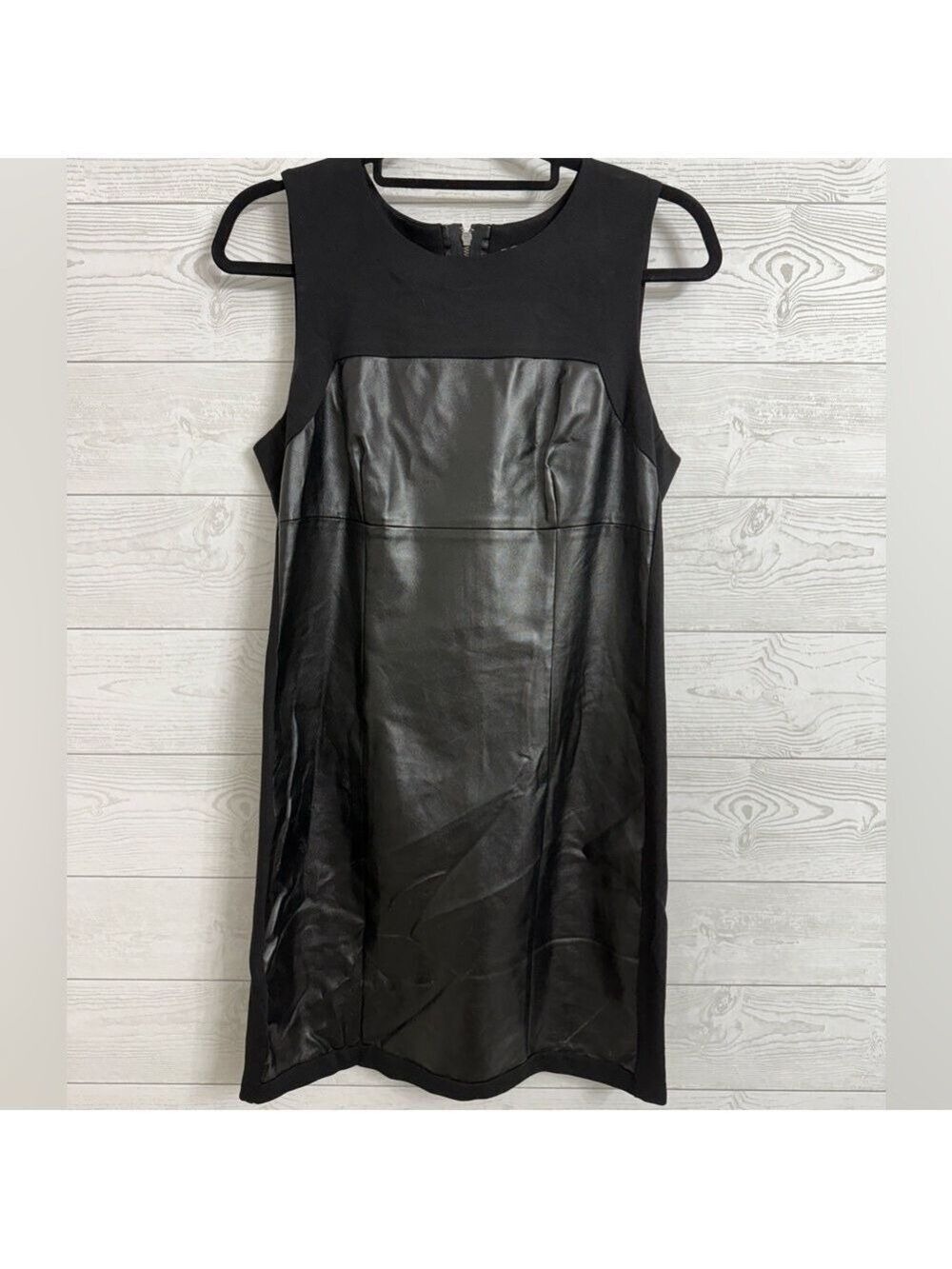 DKNYC Women’s Black Faux Leather Sleeveless Midi Dress. Size 12